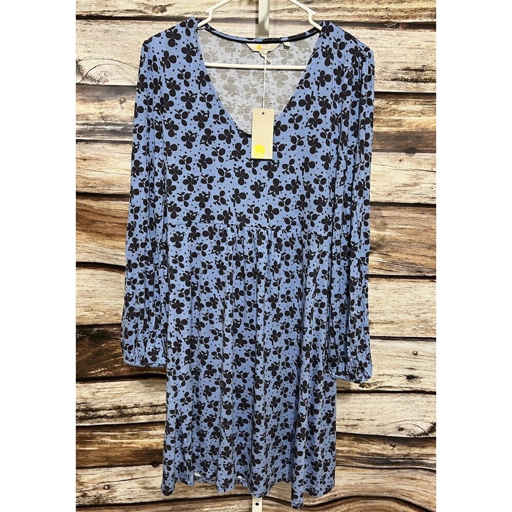 Boden Blue Floral Mini Dress Women's US Size 8R New
